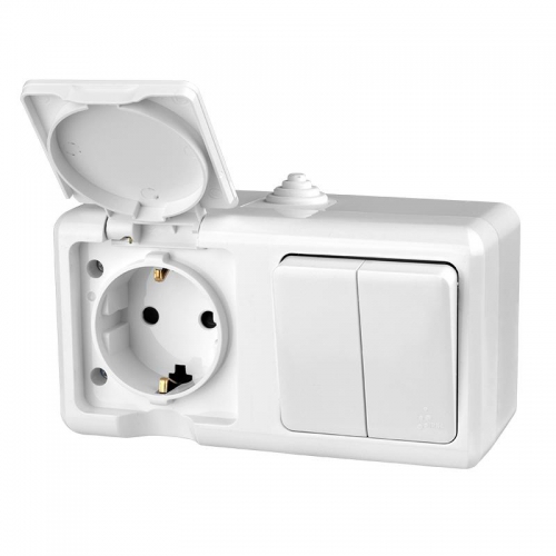 Блок ОП Dita (розетка 16А 250В с заземл. + 2-кл. выкл. 10А) IP54 бел. TOKOV ELECTRIC TKL-DT-V2RZ-C01-IP54 TKL-DT-V2RZ-C01-IP54