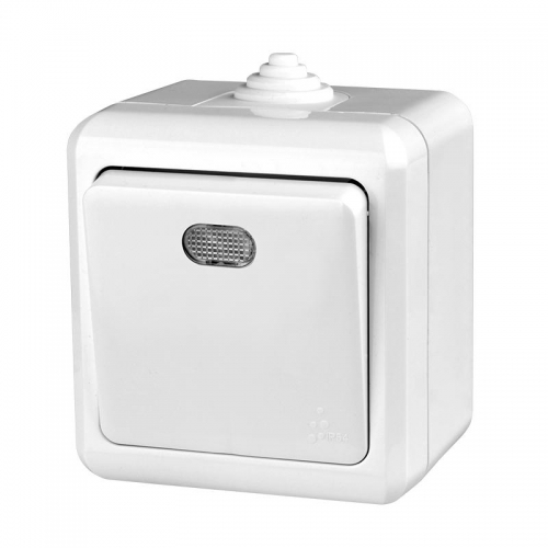 Выключатель 1-кл. ОП Dita IP54 10А 250В с индикацией бел. TOKOV ELECTRIC TKL-DT-V1I-C01-IP54 TKL-DT-V1I-C01-IP54