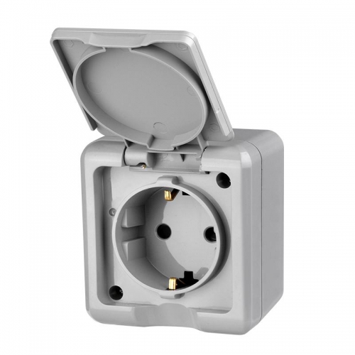 Розетка 1-м ОП Dita 16А IP54 250В с заземл. с крышкой сер. TOKOV ELECTRIC TKL-DT-R1Z-C06-IP54 TKL-DT-R1Z-C06-IP54