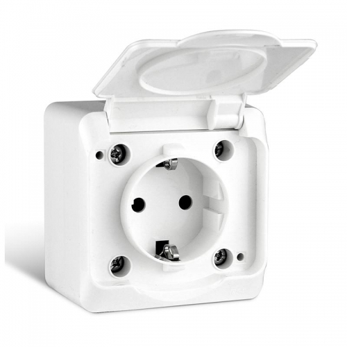 Розетка 1-м ОП Nix 16А IP54 250В с заземл. с крышкой бел. TOKOV ELECTRIC TKE-NX-R1Z-C01-IP54 TKE-NX-R1Z-C01-IP54