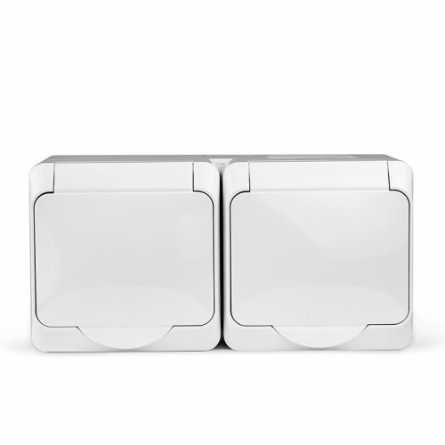 Розетка 2-м ОП Nix 16А IP54 250В с заземл. с крышкой бел. TOKOV ELECTRIC TKE-NX-R2Z-C01-IP54 TKE-NX-R2Z-C01-IP54