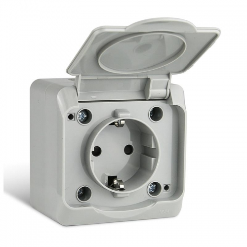 Розетка 1-м ОП Nix 16А IP54 250В с заземл. с крышкой сер. TOKOV ELECTRIC TKE-NX-R1Z-C06-IP54 TKE-NX-R1Z-C06-IP54