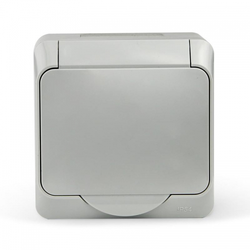 Розетка 1-м ОП Nix 16А IP54 250В с заземл. с крышкой сер. TOKOV ELECTRIC TKE-NX-R1Z-C06-IP54 TKE-NX-R1Z-C06-IP54