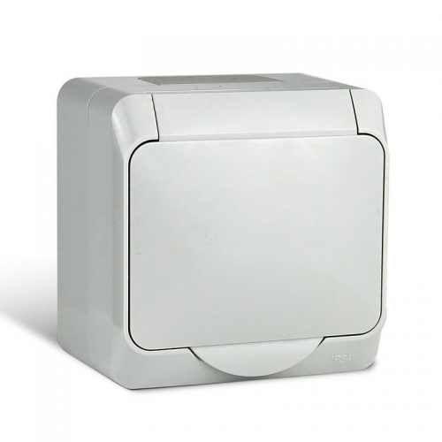 Розетка 1-м ОП Nix 16А IP54 250В с заземл. с крышкой сер. TOKOV ELECTRIC TKE-NX-R1Z-C06-IP54 TKE-NX-R1Z-C06-IP54