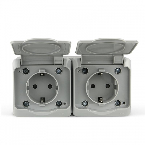 Розетка 2-м ОП Nix 16А IP54 250В с заземл. с крышкой сер. TOKOV ELECTRIC TKE-NX-R2Z-C06-IP54 TKE-NX-R2Z-C06-IP54