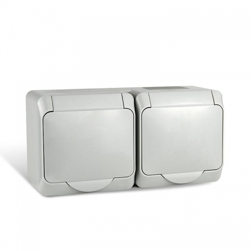 Розетка 2-м ОП Nix 16А IP54 250В с заземл. с крышкой сер. TOKOV ELECTRIC TKE-NX-R2Z-C06-IP54 TKE-NX-R2Z-C06-IP54