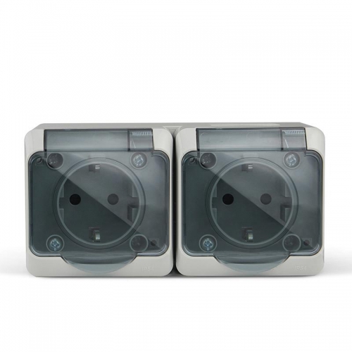 Розетка 2-м ОП Nix 16А IP54 250В с заземл. с прозр. крышкой сер. TOKOV ELECTRIC TKE-NX-R2Z-C06T-IP54 TKE-NX-R2Z-C06T-IP54