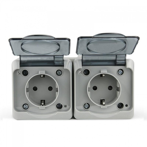 Розетка 2-м ОП Nix 16А IP54 250В с заземл. с прозр. крышкой сер. TOKOV ELECTRIC TKE-NX-R2Z-C06T-IP54 TKE-NX-R2Z-C06T-IP54