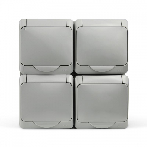 Розетка 4-м ОП Nix 16А IP54 250В с заземл. с крышкой сер. TOKOV ELECTRIC TKE-NX-R4Z-C06-IP54 TKE-NX-R4Z-C06-IP54