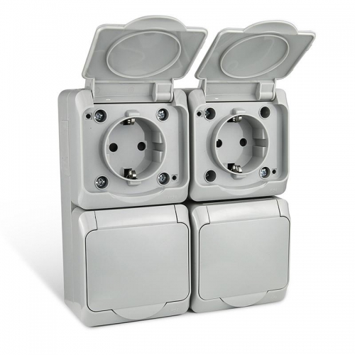 Розетка 4-м ОП Nix 16А IP54 250В с заземл. с крышкой сер. TOKOV ELECTRIC TKE-NX-R4Z-C06-IP54 TKE-NX-R4Z-C06-IP54