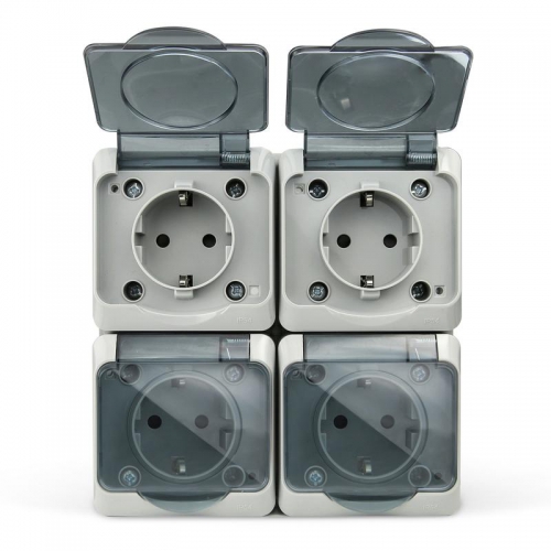 Розетка 4-м ОП Nix 16А IP54 250В с заземл. с прозр. крышкой сер. TOKOV ELECTRIC TKE-NX-R4Z-C06T-IP54 TKE-NX-R4Z-C06T-IP54