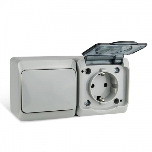 Блок ОП Nix (розетка 16А 250В с заземл. + 1-кл. выкл. 10А) IP54 сер. TOKOV ELECTRIC TKE-NX-V1RZ-C06T-IP54 TKE-NX-V1RZ-C06T-IP54