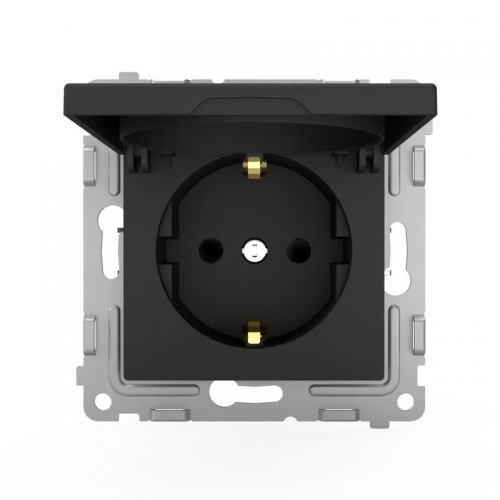 Розетка 1-м СП Pixel 16А IP20 с заземл. защ. шторки с крышкой механизм карбон TOKOV ELECTRIC TKE-PX-R1ZSW1-C14 TKE-PX-R1ZSW1-C14