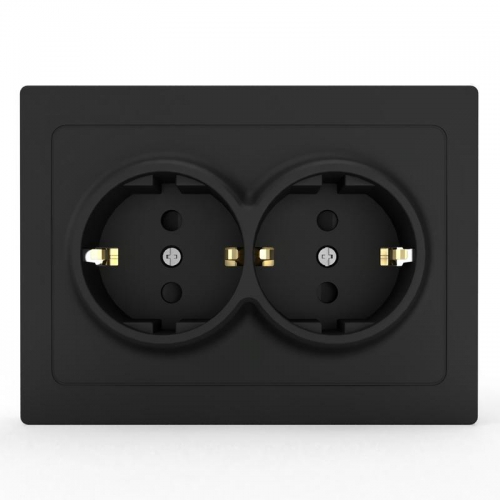 Розетка 2-м СП Pixel 16А IP20 с заземл. защ. шторки в сборе карбон TOKOV ELECTRIC TKE-PX-R2FZSF-C14 TKE-PX-R2FZSF-C14