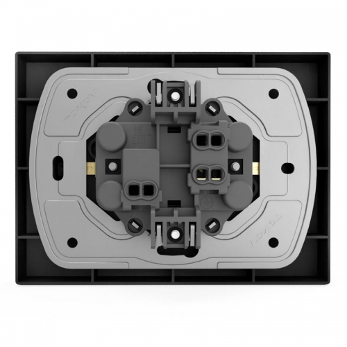Розетка 2-м СП Pixel 16А IP20 с заземл. защ. шторки в сборе карбон TOKOV ELECTRIC TKE-PX-R2FZSF-C14 TKE-PX-R2FZSF-C14