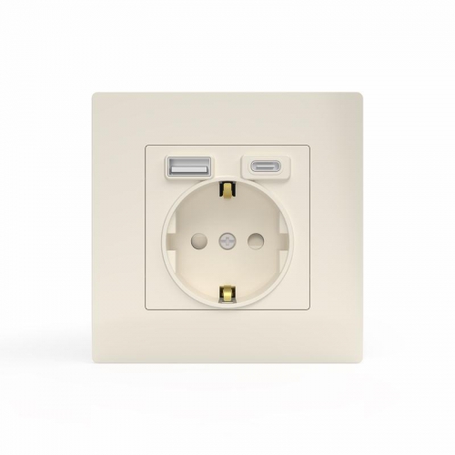 Розетка 1-м СП Pixel IP20 с заземл. с 2-мя заряд. устр. USB тип A+C механизм беж. TOKOV ELECTRIC TKE-PX-R1U2AC-C02 TKE-PX-R1U2AC-C02