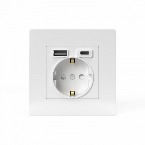 Розетка 1-м СП Pixel IP20 с заземл. с 2-мя заряд. устр. USB тип A+C механизм бел. TOKOV ELECTRIC TKE-PX-R1U2AC-C01 TKE-PX-R1U2AC-C01