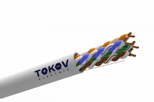 Кабель витая пара U/UTP 4х2х24AWG(0.48мм) кат.5E PVC Fluke tested (м) TOKOV ELECTRIC TKE-C06-U/UTP-42-5E-305 TKE-C06-U/UTP-42-5E-305
