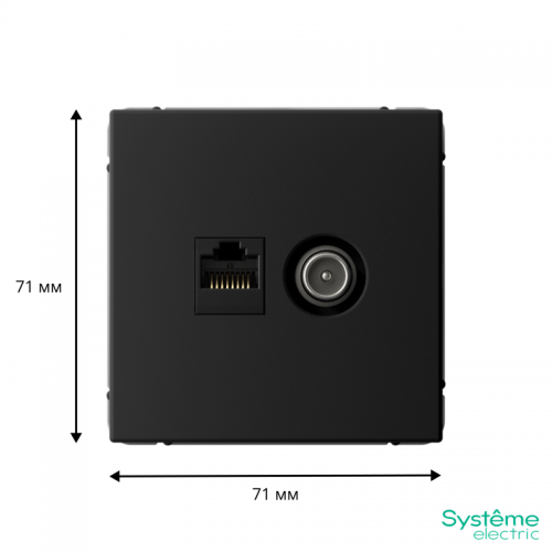 Розетка компьютерная + телевизионная 2-м ArtGallery RJ45 + TV кат.5E карбон SE GAL001089 GAL001089
