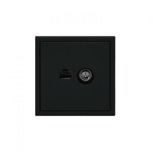 Розетка компьютерная + телевизионная 2-м ArtGallery RJ45 + TV кат.5E карбон SE GAL001089 GAL001089