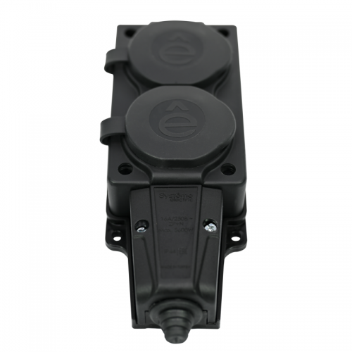 Колодка удлинителя 2-м MultiSet 16А 250В IP44 с заземл. каучук черн. SE MST4102BK MST4102BK