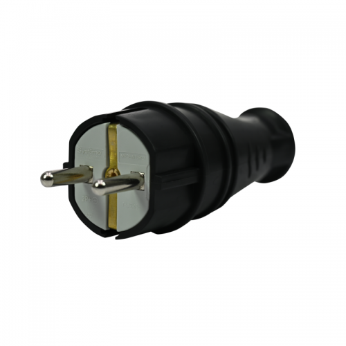 Вилка прямая MultiSet 16А 250В IP44 с заземл. каучук черн. SE MST4001BK MST4001BK