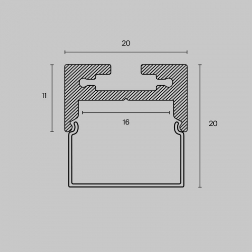 Профиль алюминиевый накладной-подвесной 20х20 Maytoni ALM-2020B-S-2M ALM-2020B-S-2M