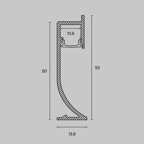Профиль алюминиевый плинтус с подсветокой 53х14 Maytoni ALM-5314-S-2M ALM-5314-S-2M