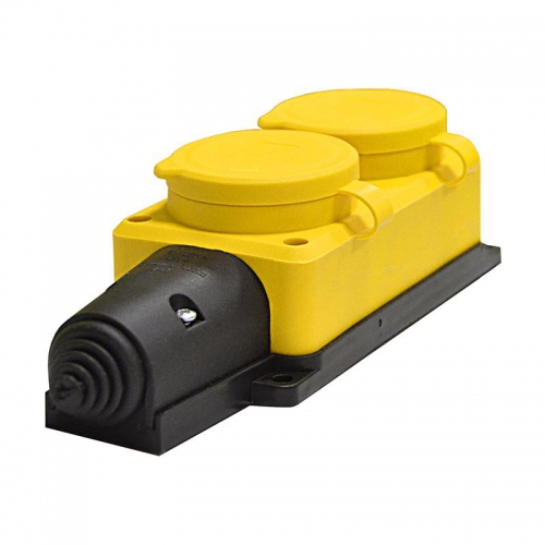 Колодка удлинителя 2-м 1ф с заглушками компакт каучук желт. Universal 3082 3082