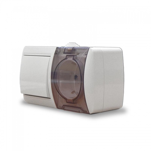 Блок ОП Клио 1-кл. выкл. 10А + розетка 1-м 16А 250В с заземл. с прозр. крышкой бел. Universal К2237 К2237