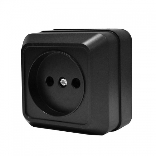 Розетка 1-м ОП Олимп 16А IP20 без заземл. черн. Universal 2224 2224