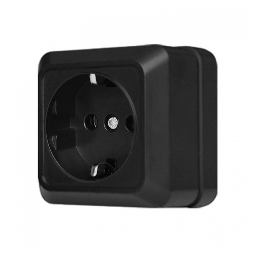 Розетка 1-м ОП Олимп 16А IP20 с заземл. черн. Universal 2227 2227