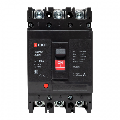 Выключатель автоматический 3п 160А 18кА LS125 ProPact EKF mccb-125-18-3-160-ls mccb-125-18-3-160-ls