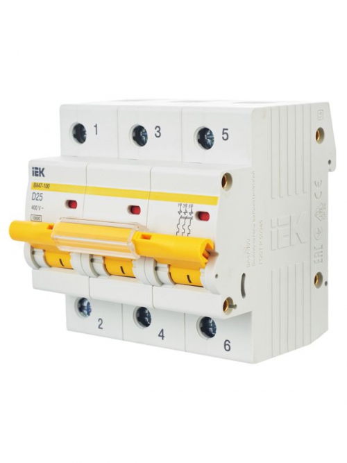 Выключатель автоматический модульный 3п D 25А 10кА ВА47-100 KARAT IEK MVA40-3-025-D MVA40-3-025-D