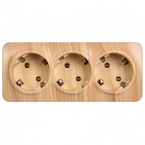 Розетка 3-м ОП GLORY РС23-3-ХС 16А с заземл. сосна IEK ERH31-K34-16 ERH31-K34-16