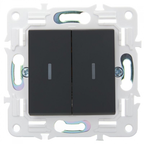 Выключатель 2-кл. SKANDY 10А SK-V04G графит IEK SK-V20-0-10-K53 SK-V20-0-10-K53