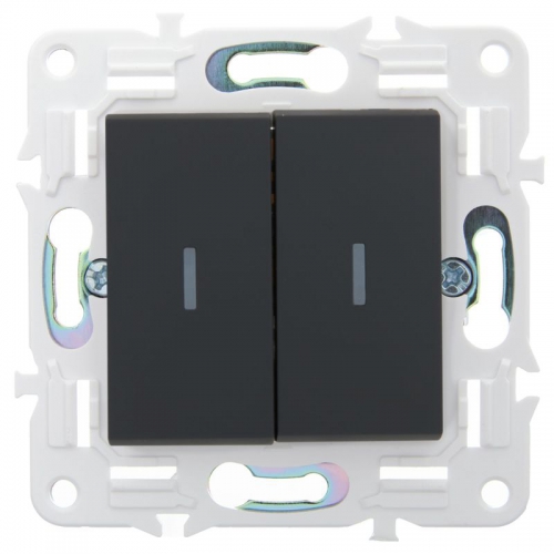 Выключатель проходной 2-кл. SKANDY 10А SK-V10G с индикацией графит IEK SK-V22-1-10-K53 SK-V22-1-10-K53