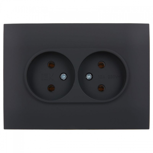 Розетка 2-м SKANDY 10А без заземл. без защ. шторок в сборе SK-R10G графит IEK SK-R20-10-K53-F SK-R20-10-K53-F