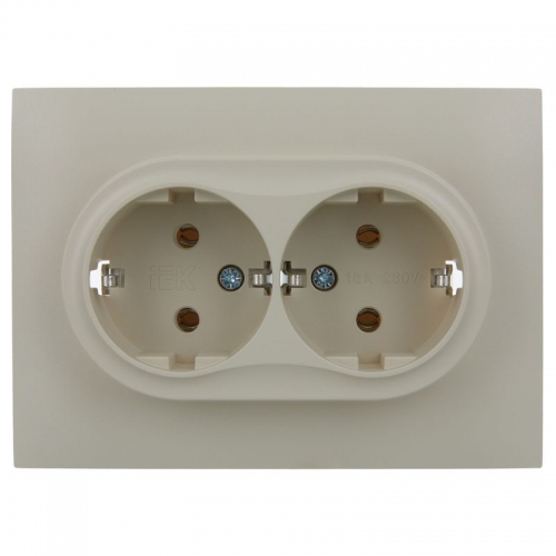 Розетка 2-м SKANDY 16А с заземл. без защ. шторок в сборе SK-R08B беж. IEK SK-R21-16-K10-F SK-R21-16-K10-F