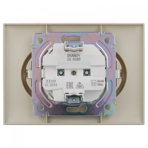 Розетка 2-м SKANDY 16А с заземл. без защ. шторок в сборе SK-R08B беж. IEK SK-R21-16-K10-F SK-R21-16-K10-F