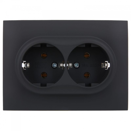 Розетка 2-м SKANDY 16А с заземл. без защ. шторок в сборе SK-R08G графит IEK SK-R21-16-K53-F SK-R21-16-K53-F