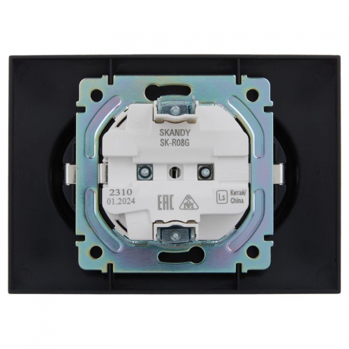 Розетка 2-м SKANDY 16А с заземл. без защ. шторок в сборе SK-R08G графит IEK SK-R21-16-K53-F SK-R21-16-K53-F