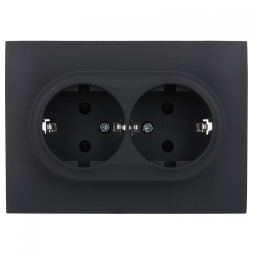 Розетка 2-м SKANDY 16А с заземл. защ. шторки в сборе SK-R07G графит IEK SK-R24-16-K53-F SK-R24-16-K53-F