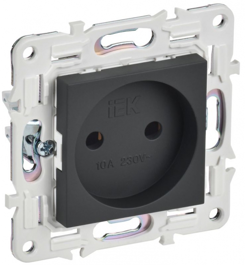 Розетка SKANDY 10А без заземл. без защ. шторок SK-R02G графит IEK SK-R10-10-K53 SK-R10-10-K53