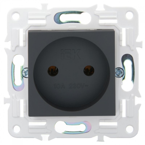 Розетка SKANDY 10А без заземл. без защ. шторок SK-R02G графит IEK SK-R10-10-K53 SK-R10-10-K53