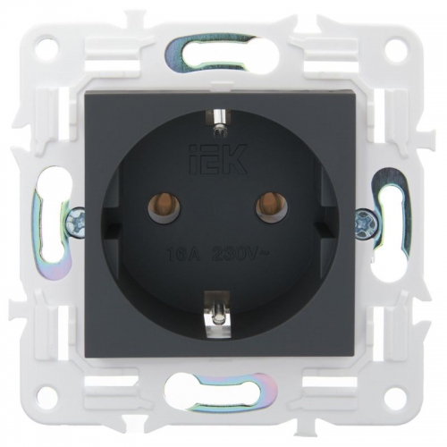 Розетка SKANDY 16А с заземл. без защ. шторок SK-R05G графит IEK SK-R11-16-K53 SK-R11-16-K53