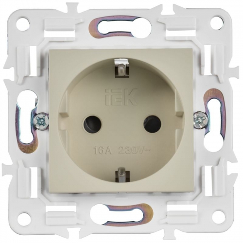 Розетка SKANDY 16А с заземл. защ. шторки SK-R04B беж. IEK SK-R14-16-K10 SK-R14-16-K10