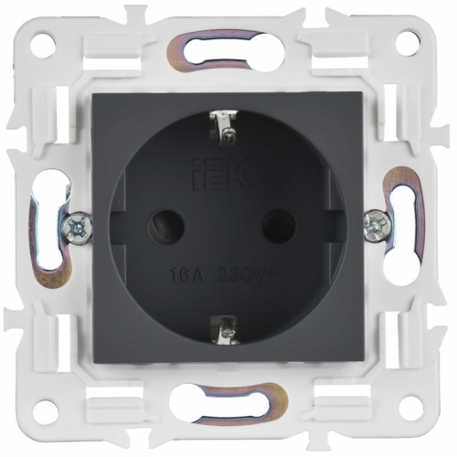Розетка SKANDY 16А с заземл. защ. шторки SK-R04G графит IEK SK-R14-16-K53 SK-R14-16-K53