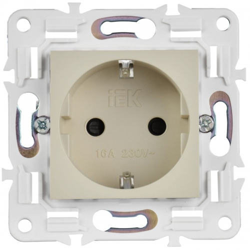 Розетка SKANDY 16А с заземл. защ. шторки безвинт. крепл. SK-R06B беж. IEK SK-R14-16-1-K10 SK-R14-16-1-K10