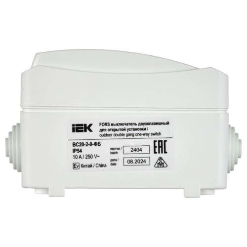 Выключатель 2-кл. ОП Форс IP54 ВС20-2-0-ФБ бел. IEK EVS20-K01-10-54-DC EVS20-K01-10-54-DC